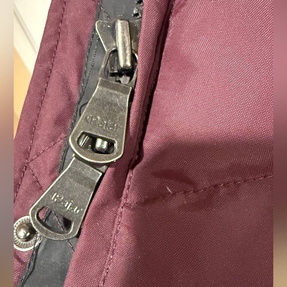 Pajar Maroon Burgundy Down Puffer Coat with Faux Fur Trim - Picture 12 of 16